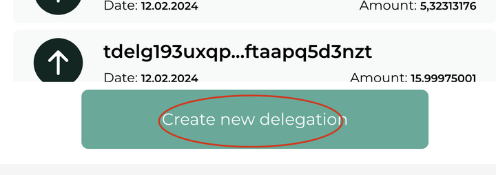 Create New Delegation